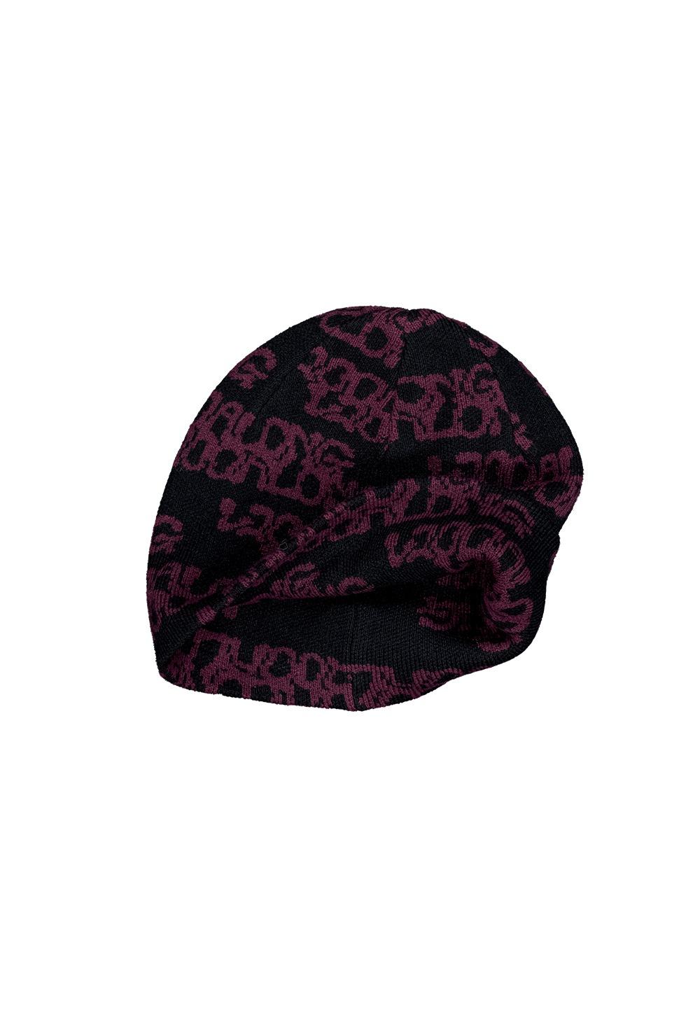 Mellow lettering pattern beanie - BLACK