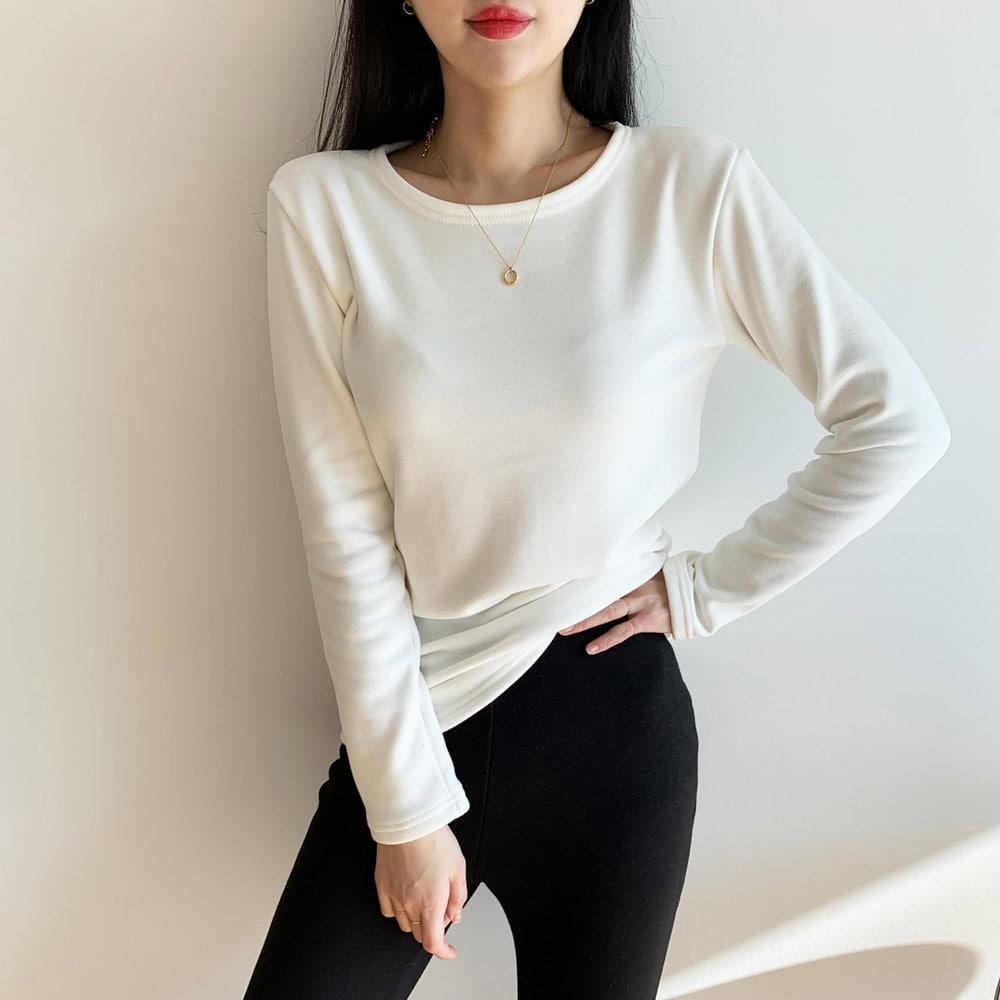 기모티셔츠 밍크 라운드티 융털