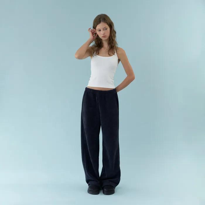 hether boa jogger pants (navy)