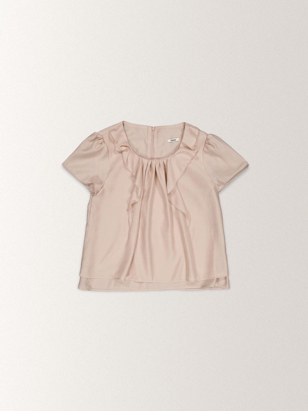 SHEER FRILL FLARE BLOUSE [ SAND BEIGE ]