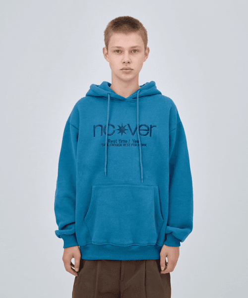 포인트 로고 후드티 블루