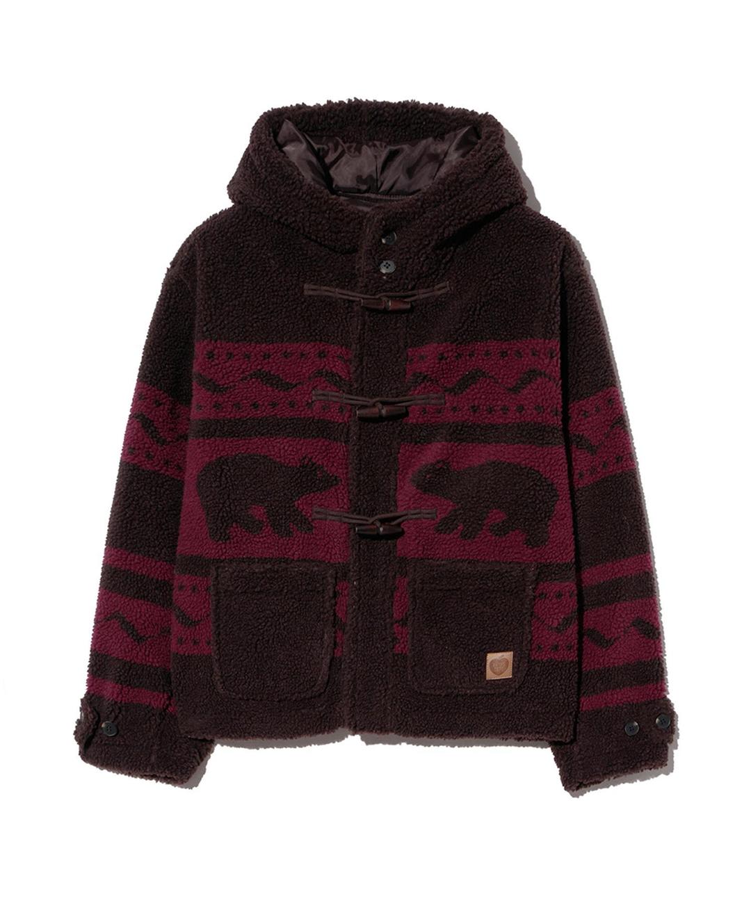 코위찬 보아 더플 숏 코트_와인