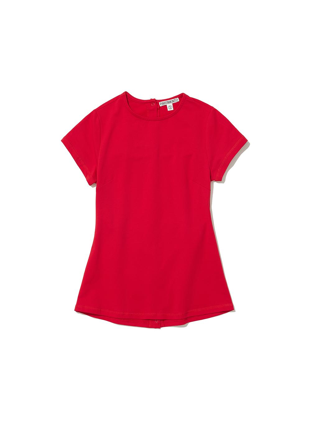 [WOMEN] MINIMAL BACK BUTTON-UP MEDIUM LENGTH TOP_RED