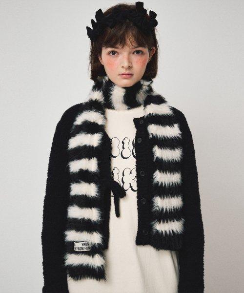 HAIRY KNIT MUFFLER, BLACK+IVORY