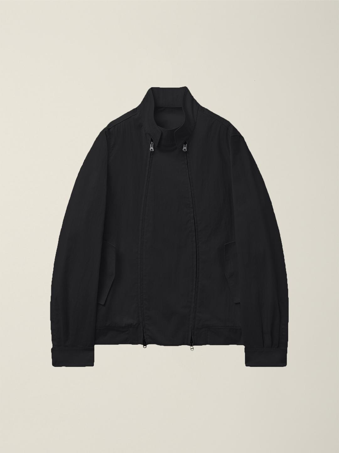 DOUBLE ZIP HARRINGTON JACKET BLACK