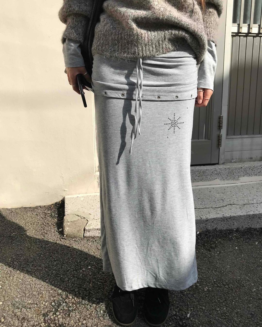 double-shirring long skirt