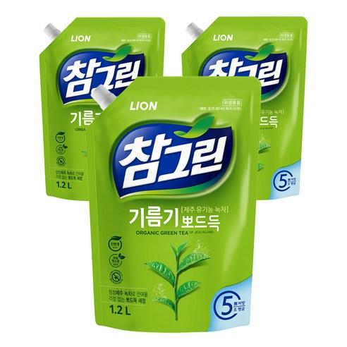 참그린 레몬 녹차 뽀드득 어드밴스 주방세제 리필, 1.2L, 3개 - 일반주방세제 | 쿠팡