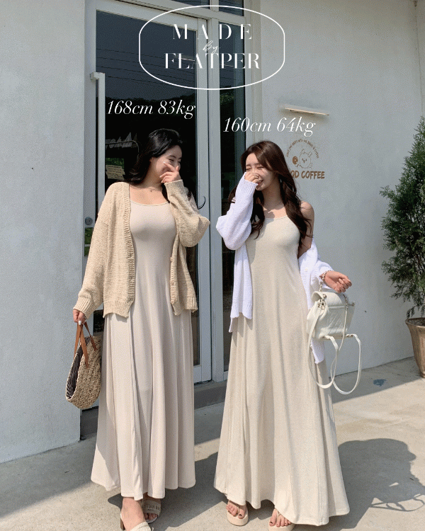 [MADE][SET가능]만능 체형커버 훌 나시 플레어 롱원피스 [4color/2size롱,숏두가지!]