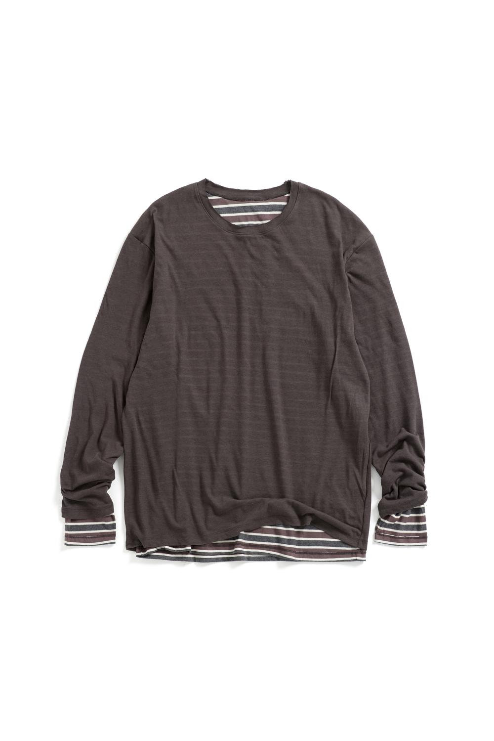 Two Face Stripe Tee Brown (Restock)