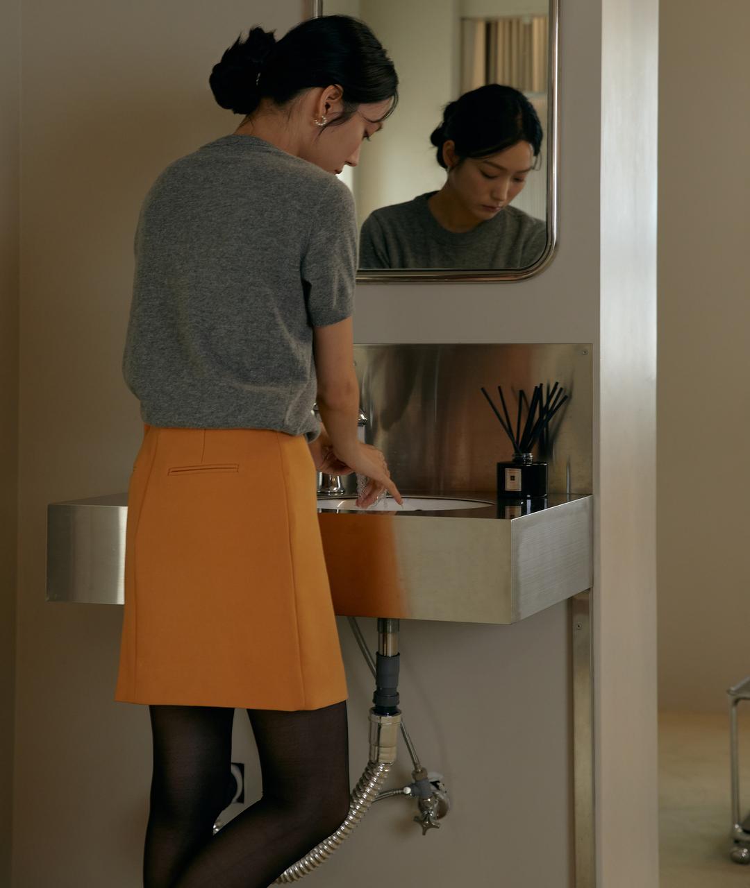 [BOBBIE] Basic A-Line Mini Skirt carrot