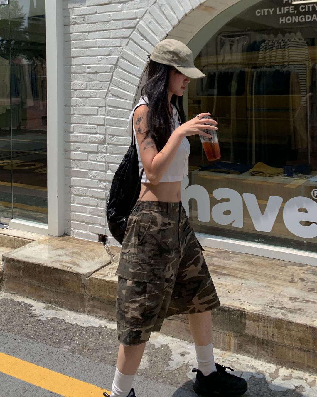 하몽 (Unisex) Military bermuda pants