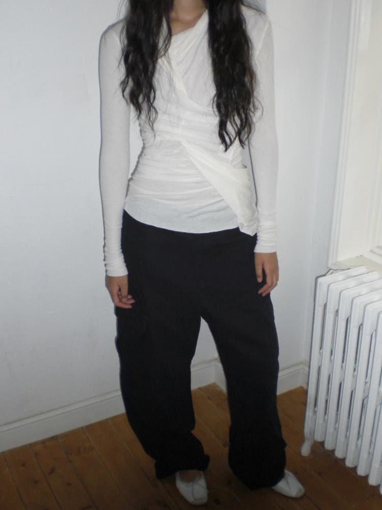 바이어스 드레이프 티셔츠(아이보리 당일)