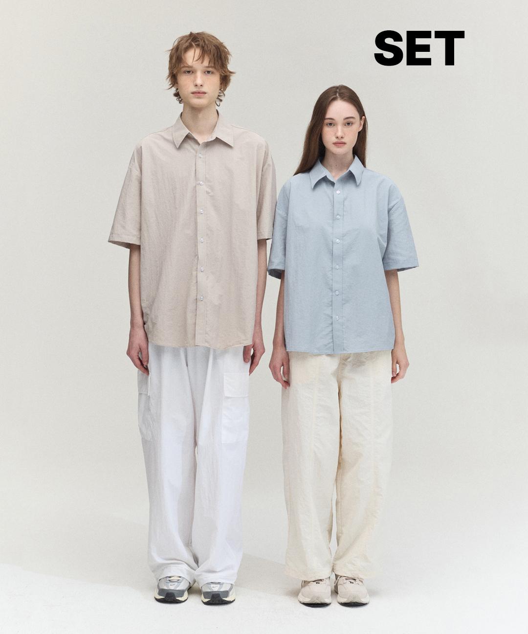[SET] 이지핏 셔츠 + 와이드 카고 팬츠