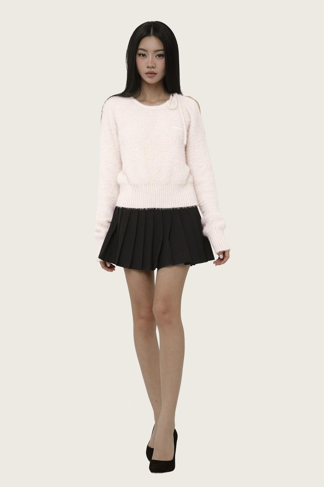 Love poem neck string knit, Pink