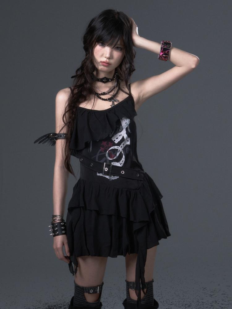 Lost Back Garden Satin suspender slimming dress