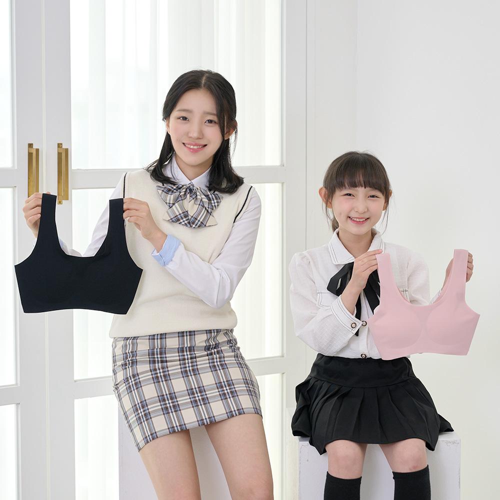 🔥[2장가격] 주니어 심리스 누디브라탑 1+1 스포츠브라 아동브라 교복 학생