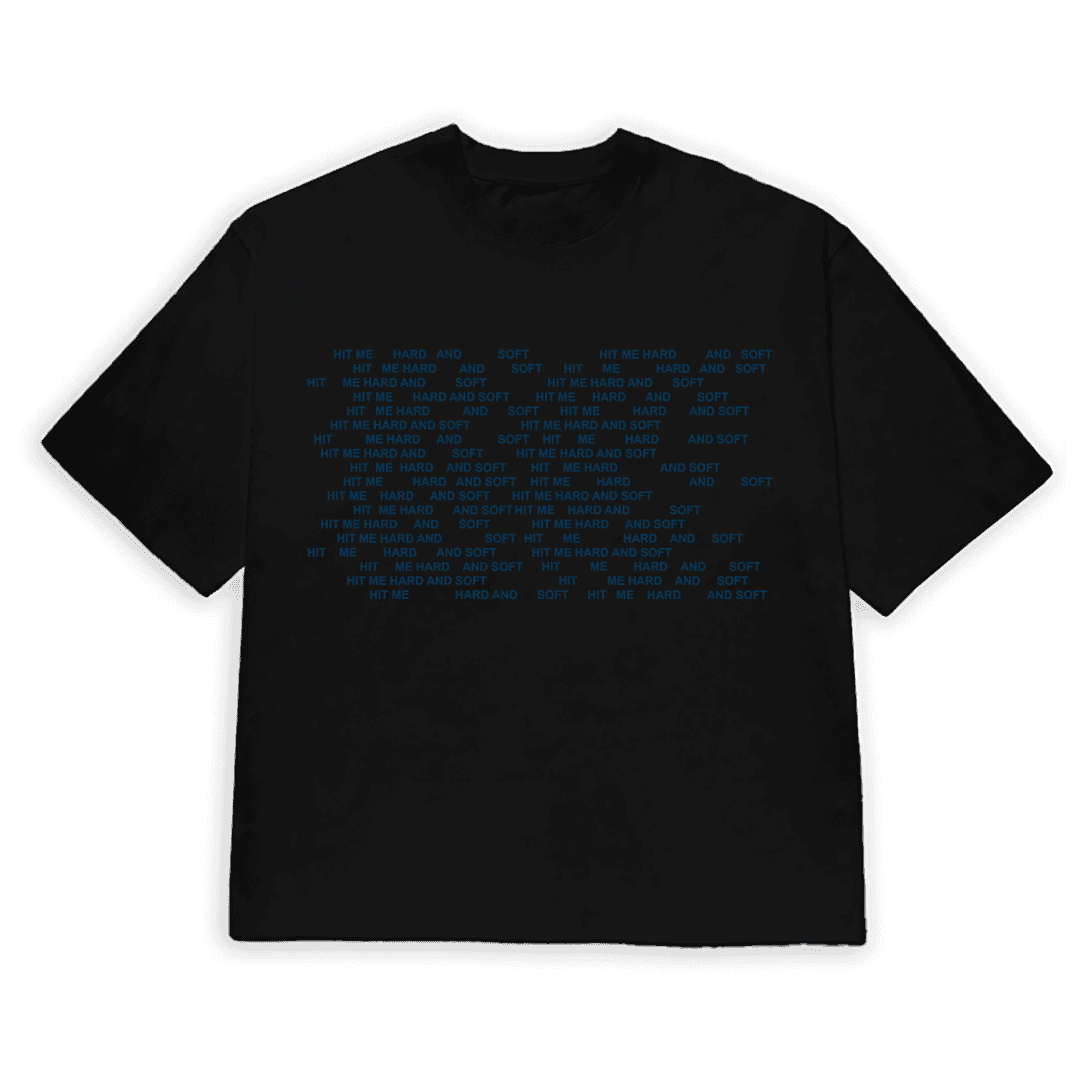 HIT ME HARD AND SOFT Repeat Black Tee - S