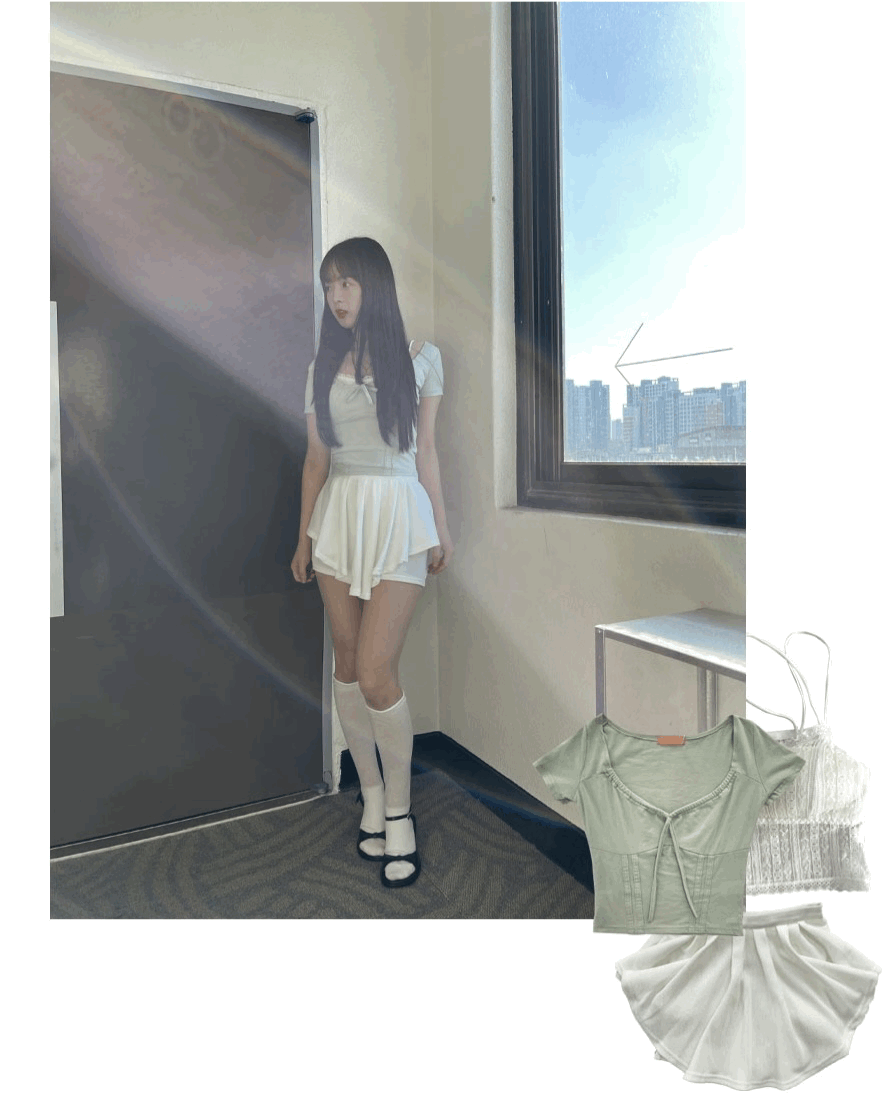 발레코어st* shine shirring crop t (2colors) - 샤인 셔링 크롭티 여름크롭티 크롭반팔티 발레룩 발레코어룩 발레복 y2k 키치