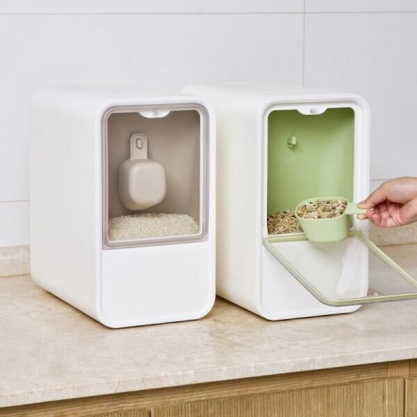 큐브 쌀통 11kg(12L) - 베이지/라이트그린