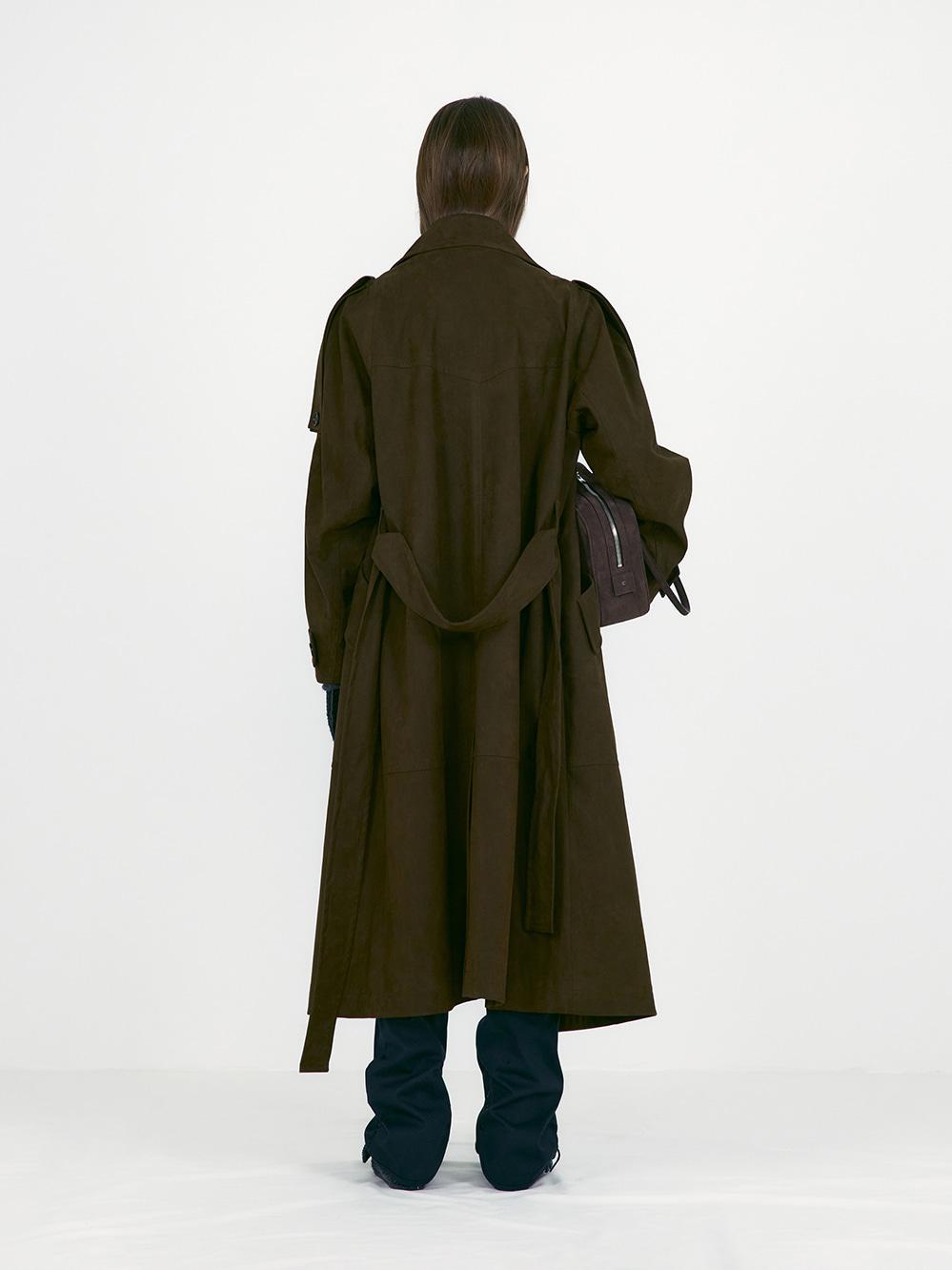 [9월 오픈예정] SUEDE BELTED TRENCH COAT_KHAKI BROWN