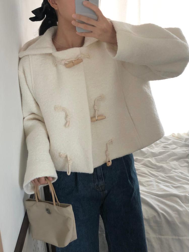 솔트 후드 숏 더플코트 떡볶이 코트 [디셈브]