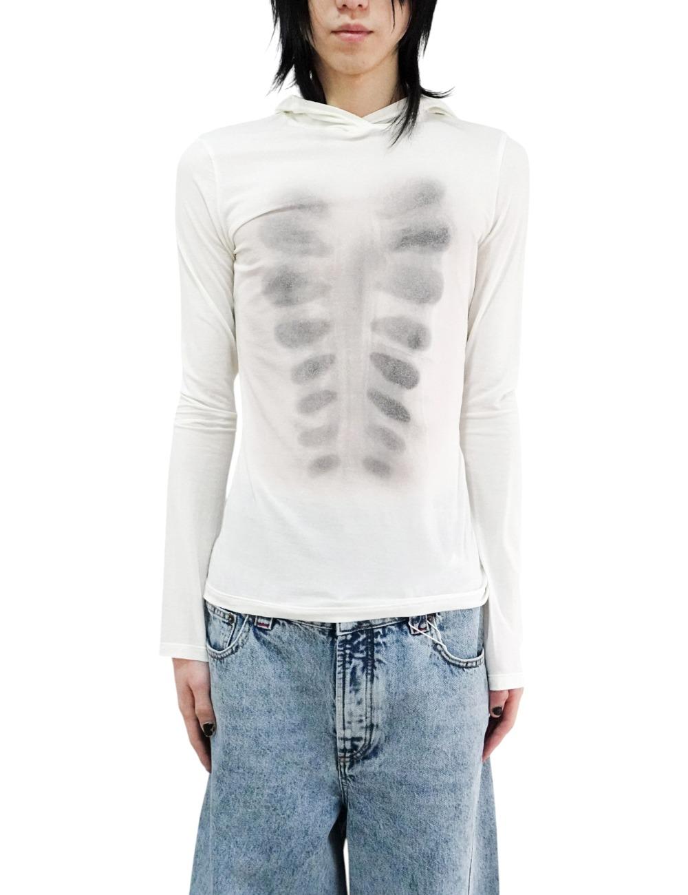 HOODED TOP PRINTED X-RAY_WHITE