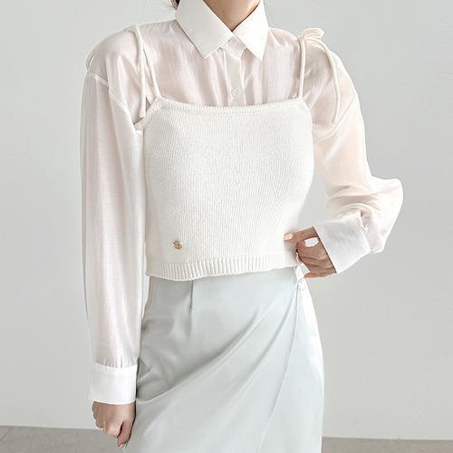 뷔스티에 스트랩 니트탑