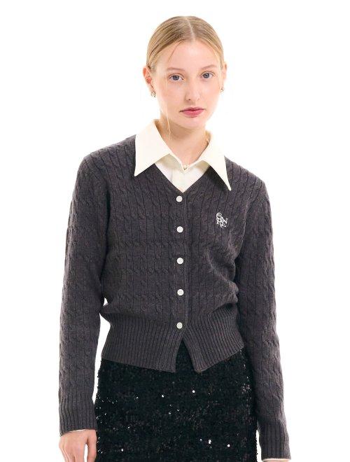 GNRL 울 브이넥 케이블 가디건 [CHARCOAL] / WBC4L04526