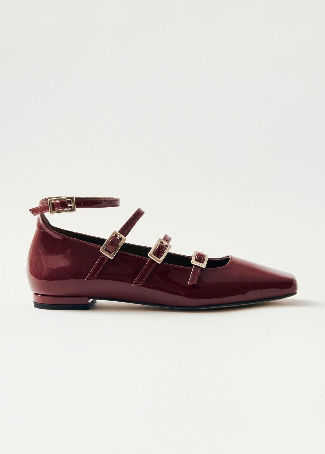 Luke Ballerines Mary Jane en Cuir Verni Bordeaux