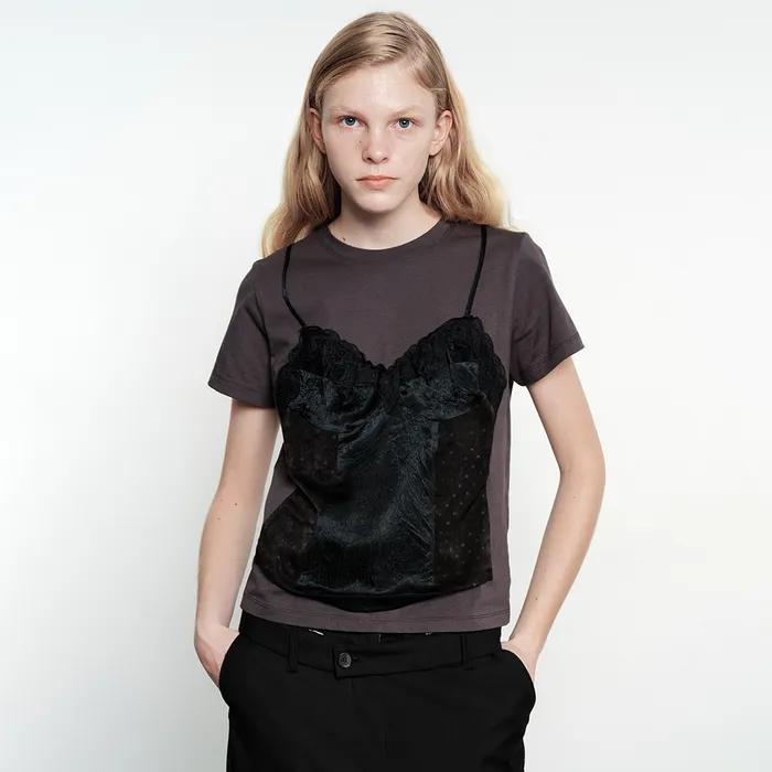 CAMISOLE LAYERED T-SHIRT_charcoal