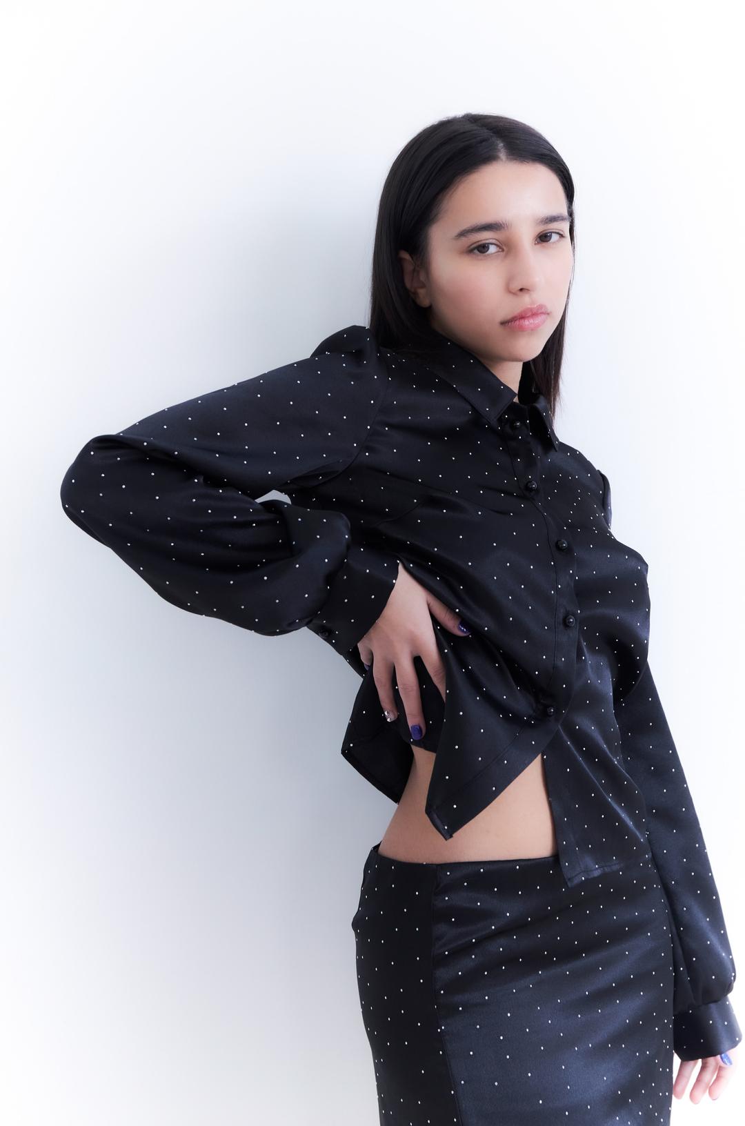 Glitter stud mini skirt