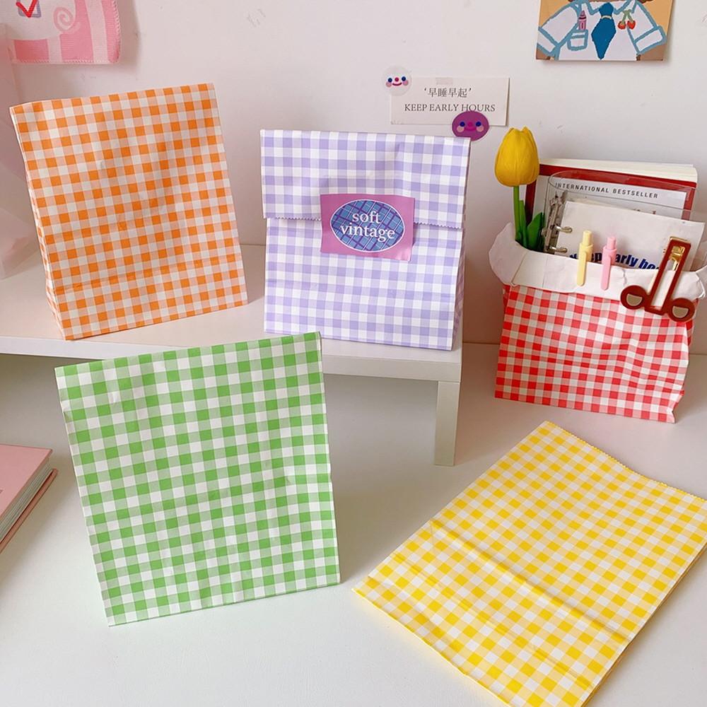 페이퍼백 구디백 발렌타인 선물포장 레트로 체크 종이봉투 크라프트 봉투