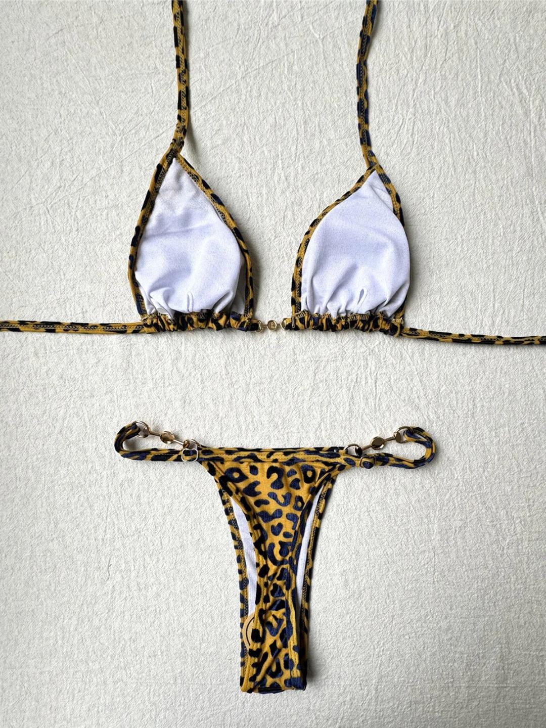 S-XL Leopard Halter 미니 마이크로 끈 팬티 비키니 여성 수영복 여성 수영복 2 피스 비키니 세트 Bather 수영복 수영 V5207