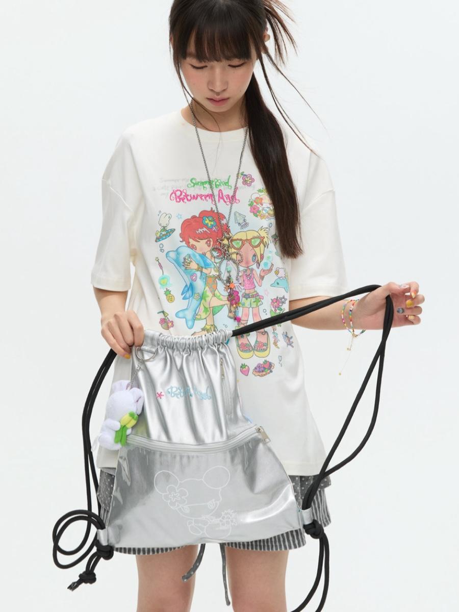 BETWEENAND X SUNONEBIRD Double-sided Pain Drawstring Bag