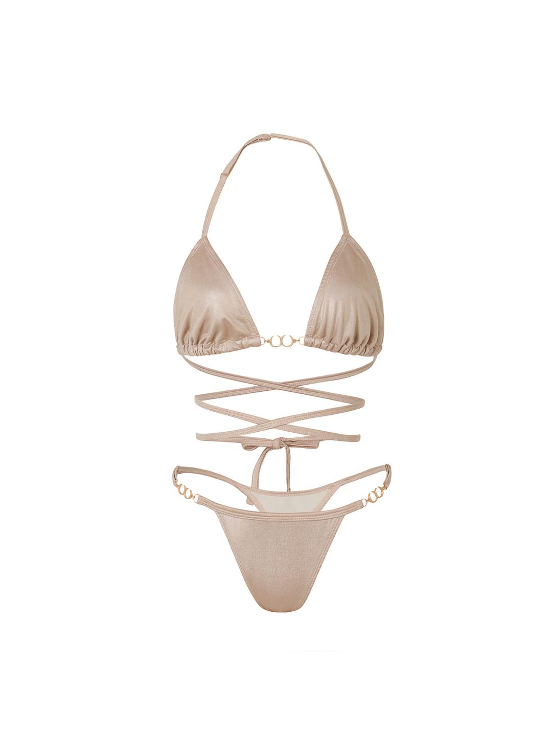 Strap Bikini Set Shimmer Gold