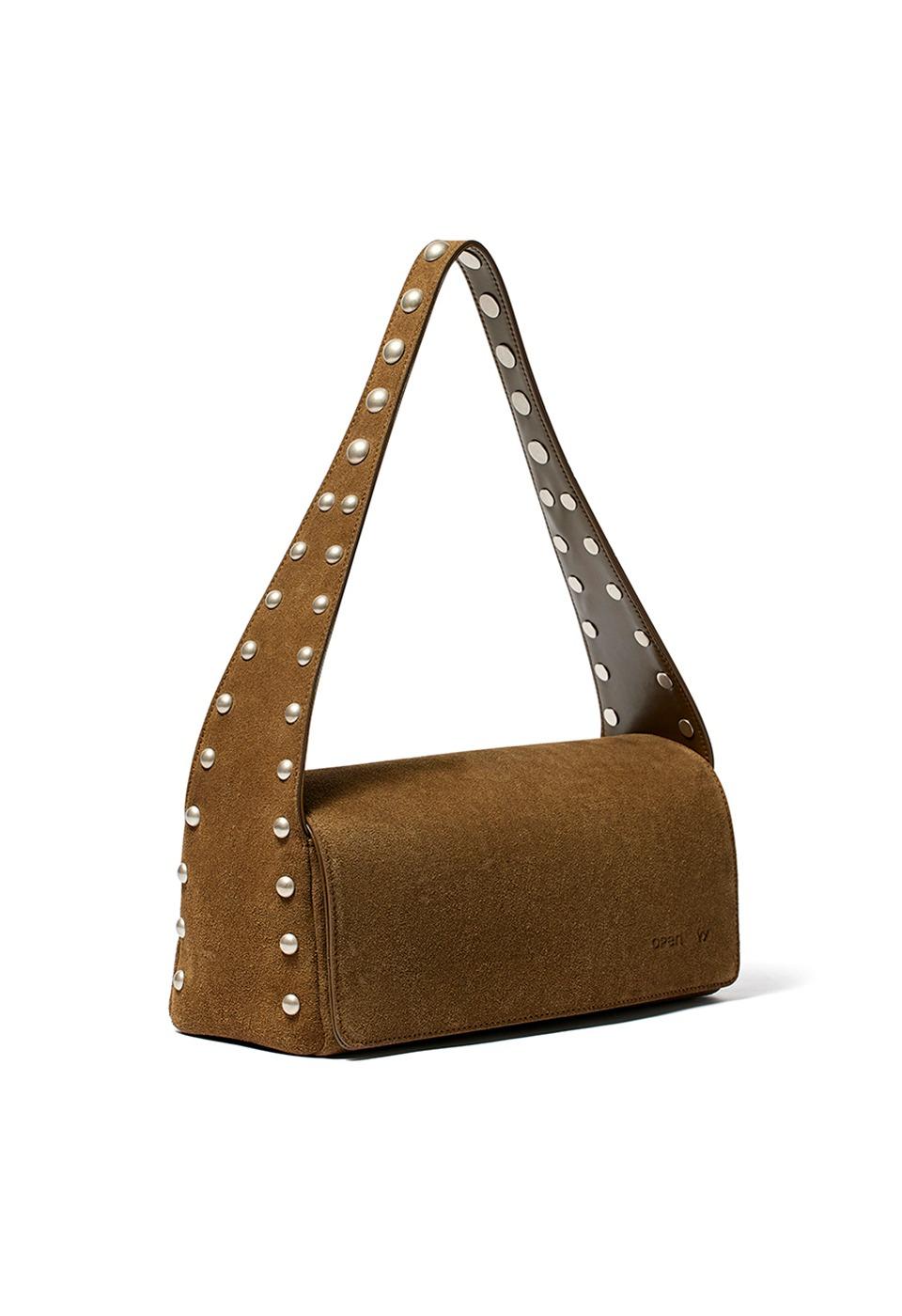 SUEDE STUD DUFFLE BAG, KHAKI BROWN