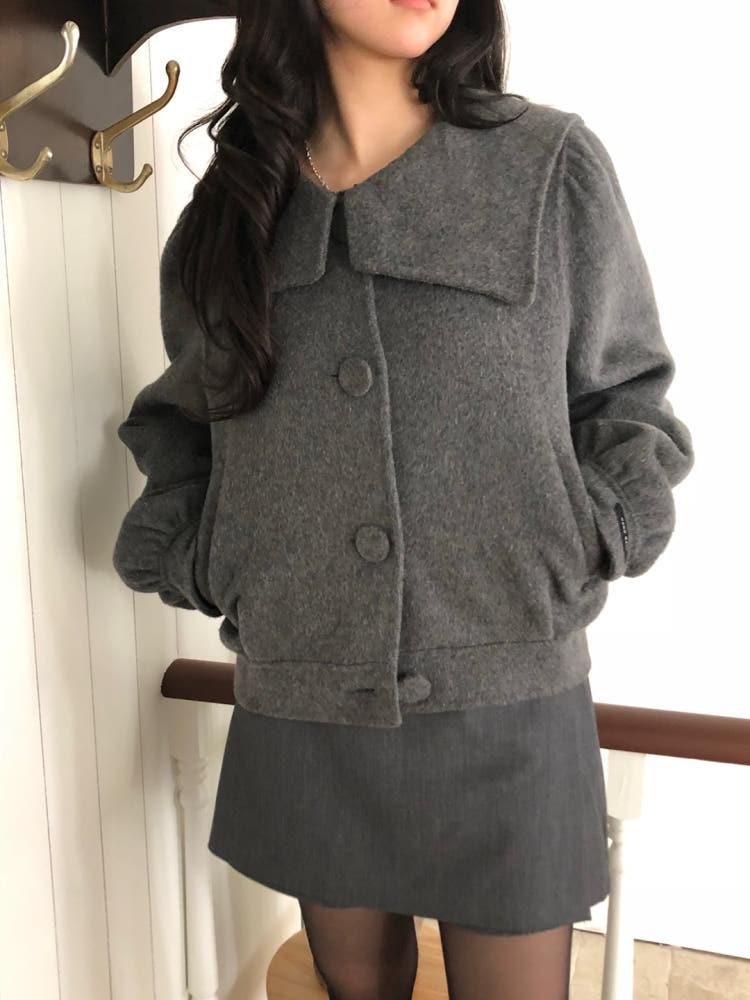 울80 너플 카라 핸드메이드 숏 코트