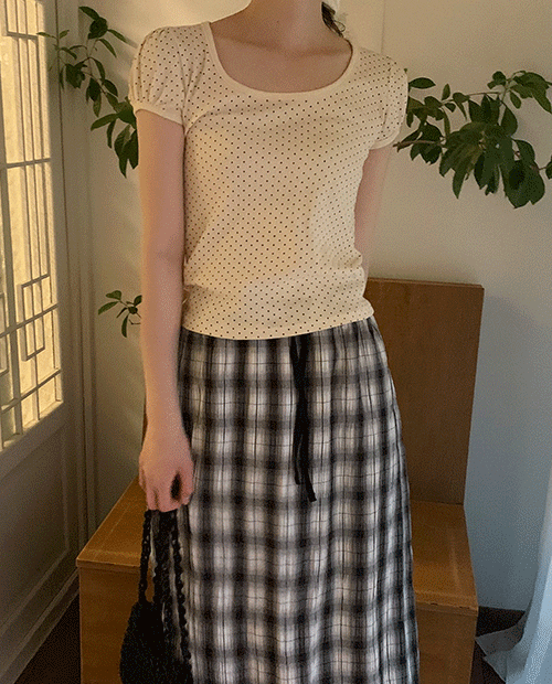 데일리마켓 dot line shirring tee / 3color