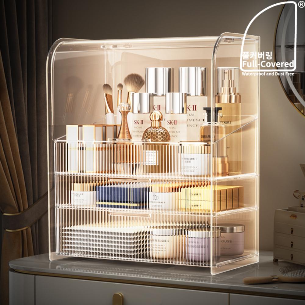풀커버링 특대형3단 화장품 정리함 화장대 수납함 보관함 정리대