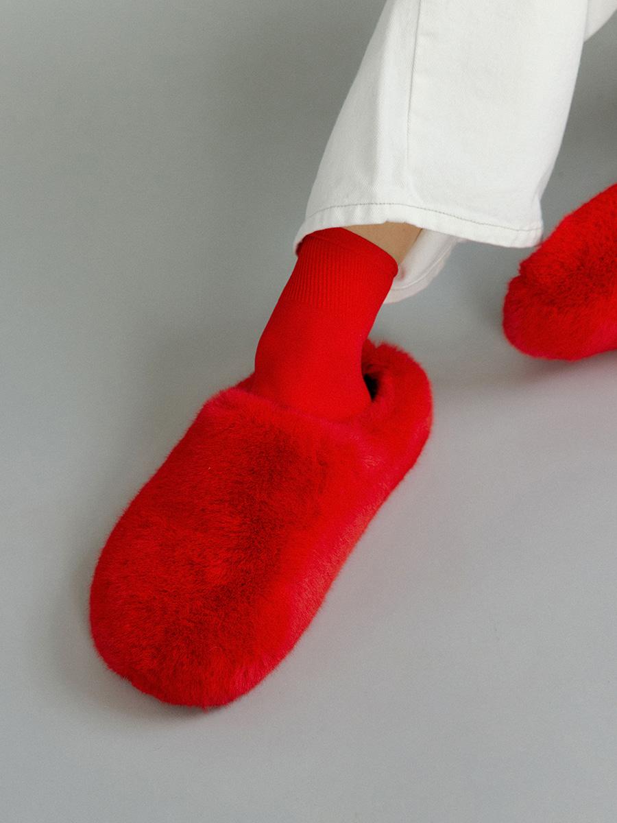 FUZZYSTEPS Round-toe shoes [red]