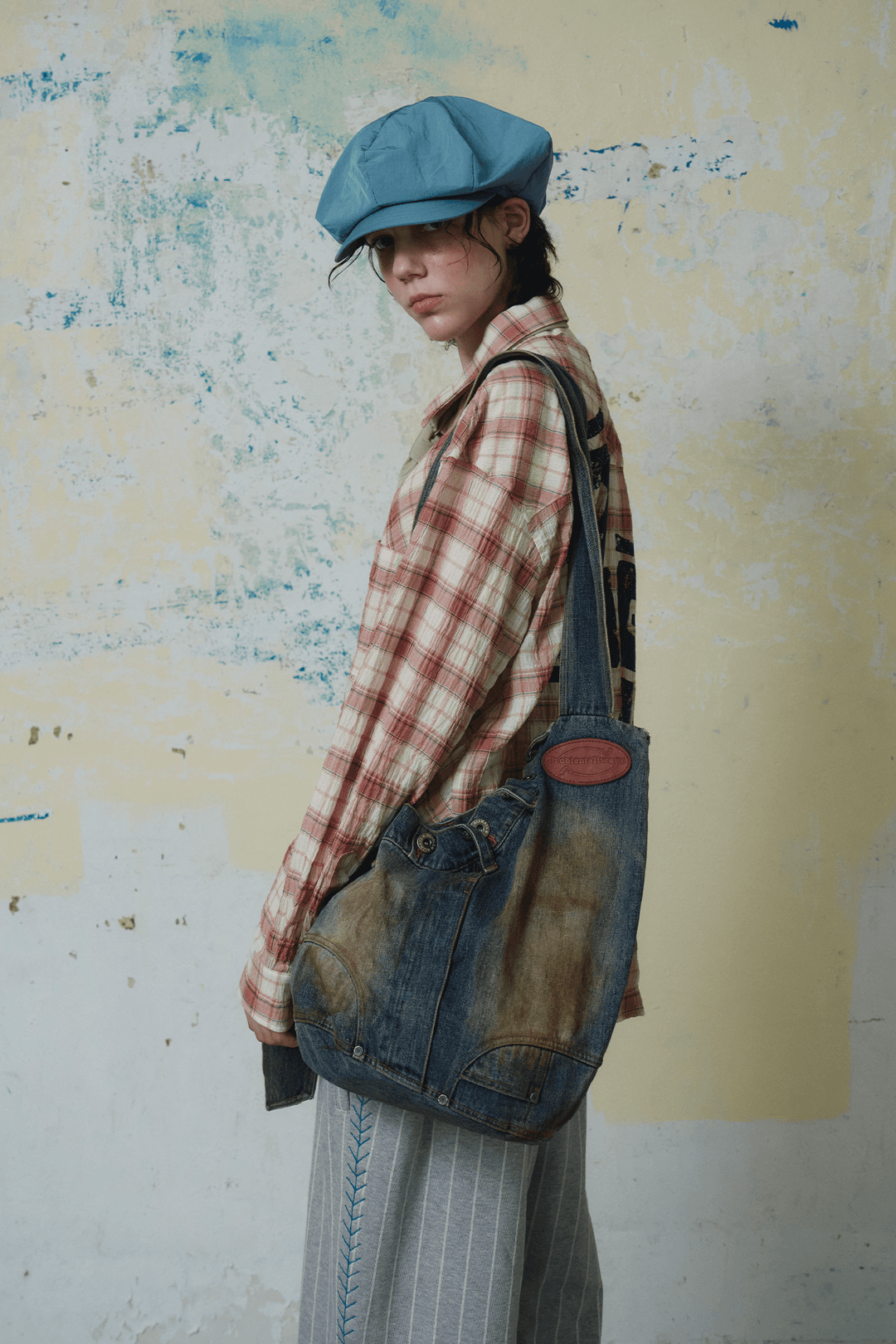 DIRTY WASHED DENIM CROSSBODY BAG