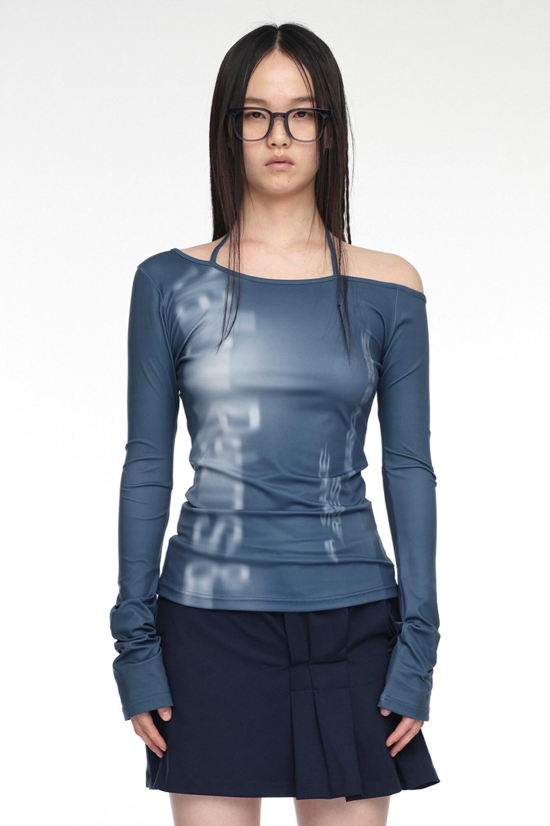 HALTER SLIM FIT LONG SLEEVE MARINE BLUE