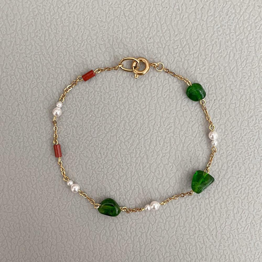 봄노래 원석 체인 펄 팔찌