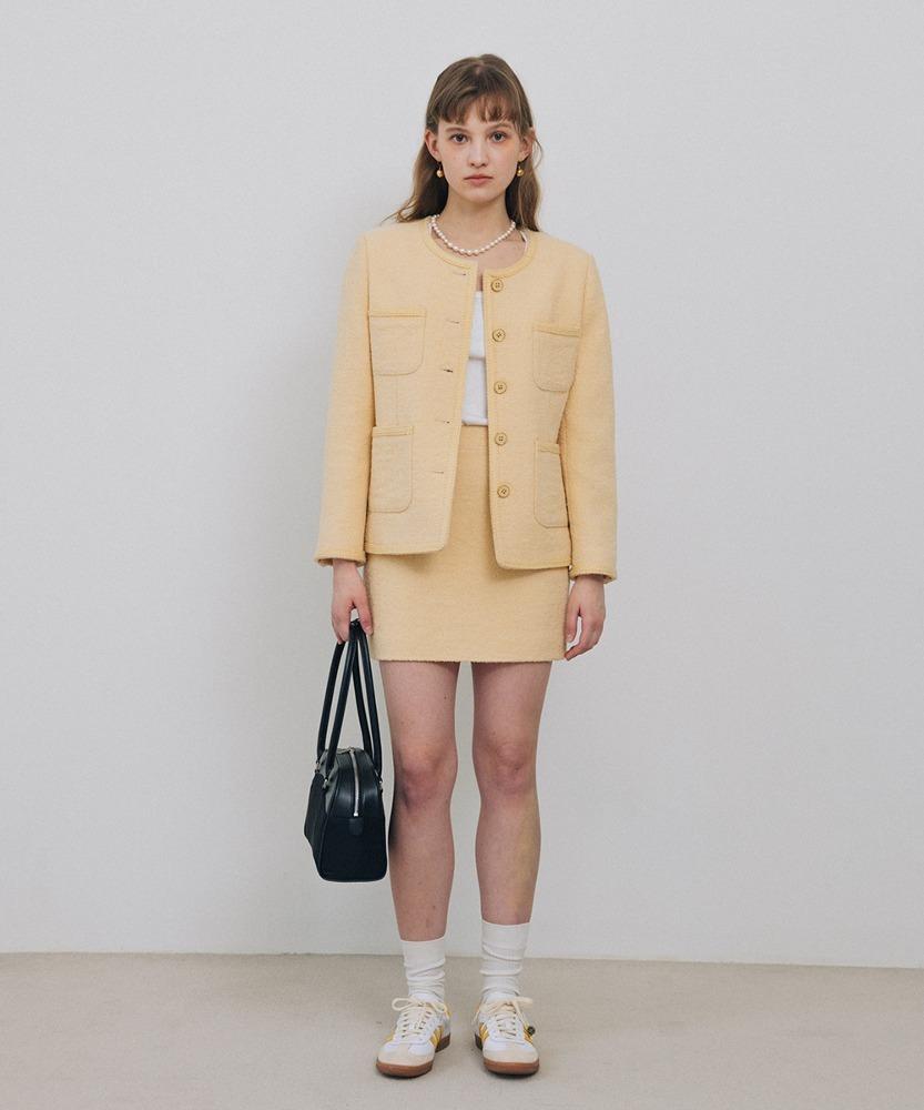 [김나영 착용] BOUCLE TWEED MINI SKIRT BUTTER