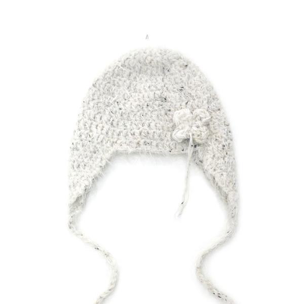 Hairy Earflap Beanie - Light Grey