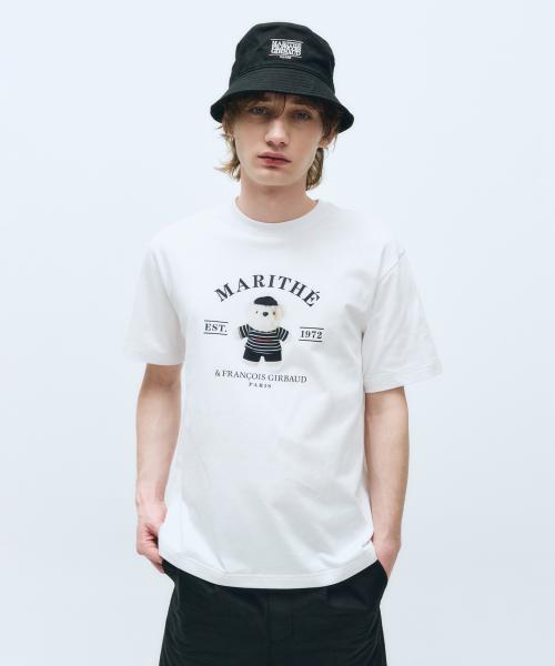 DOODLE BEAR IMAGE GRAPHIC TEE white