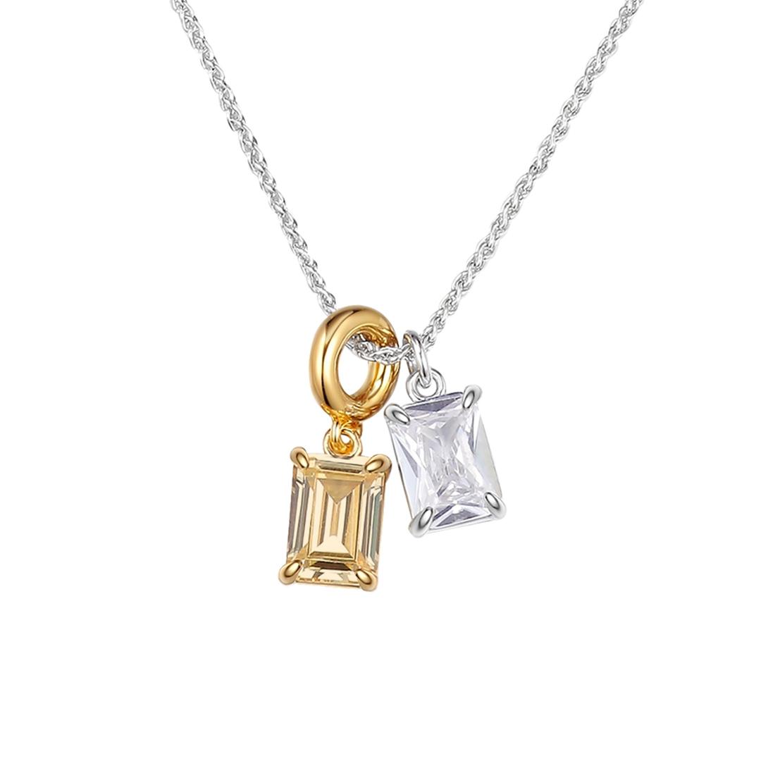 Ripple / Twain square zircons Necklace (small)
