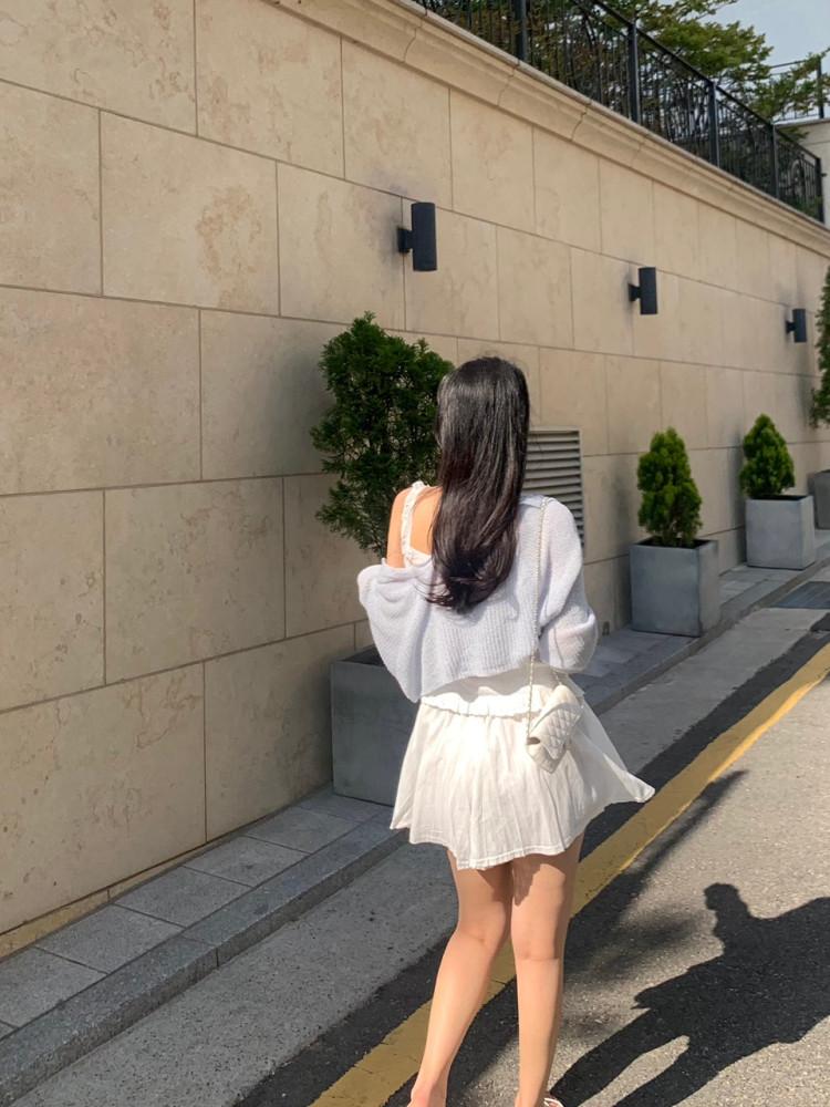 (아이당일) 썸머 볼레로 (5color) 리본 크롭 스트랩 가디건