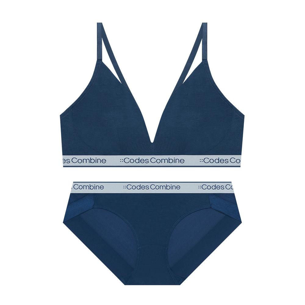 모달 슬림아웃밴드 브라렛 팬티세트_다크블루