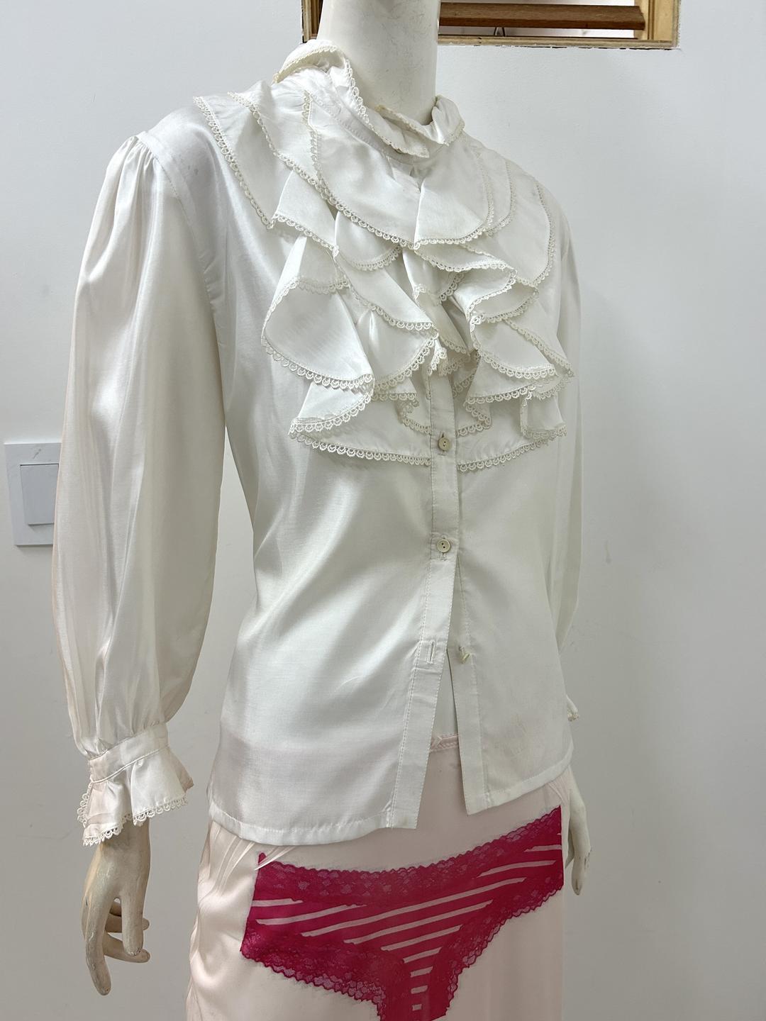 Antique Ruffle White Blouse